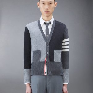 FUNMIX CASHMERE 4-BAR V-neck CARDIGAN