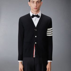 MERINO WOOL 4-BAR CLASSIC V-NECK CARDIGAN