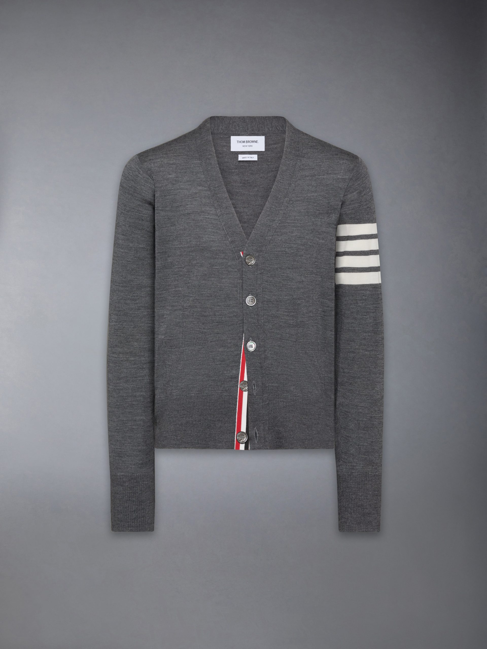 MERINO WOOL 4-BAR CLASSIC V-NECK CARDIGAN - Image 5