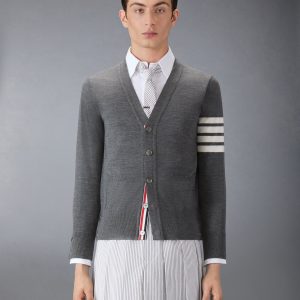 MERINO WOOL 4-BAR CLASSIC V-NECK CARDIGAN