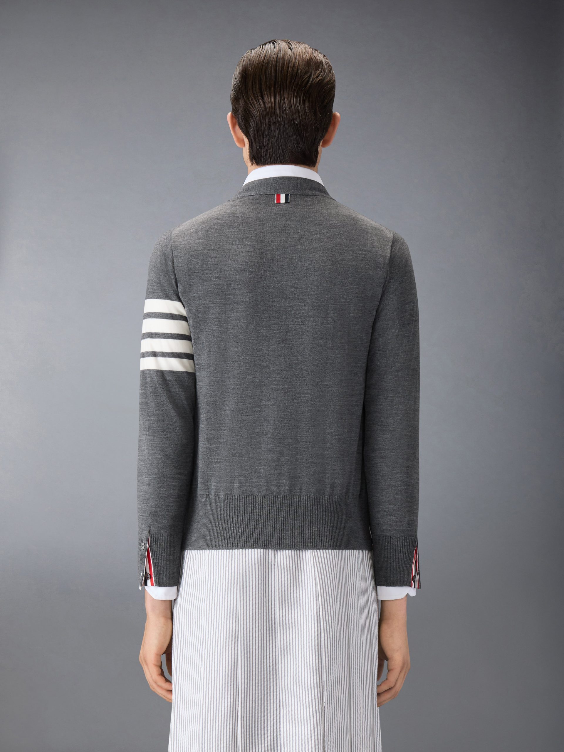 MERINO WOOL 4-BAR CLASSIC V-NECK CARDIGAN - Image 2