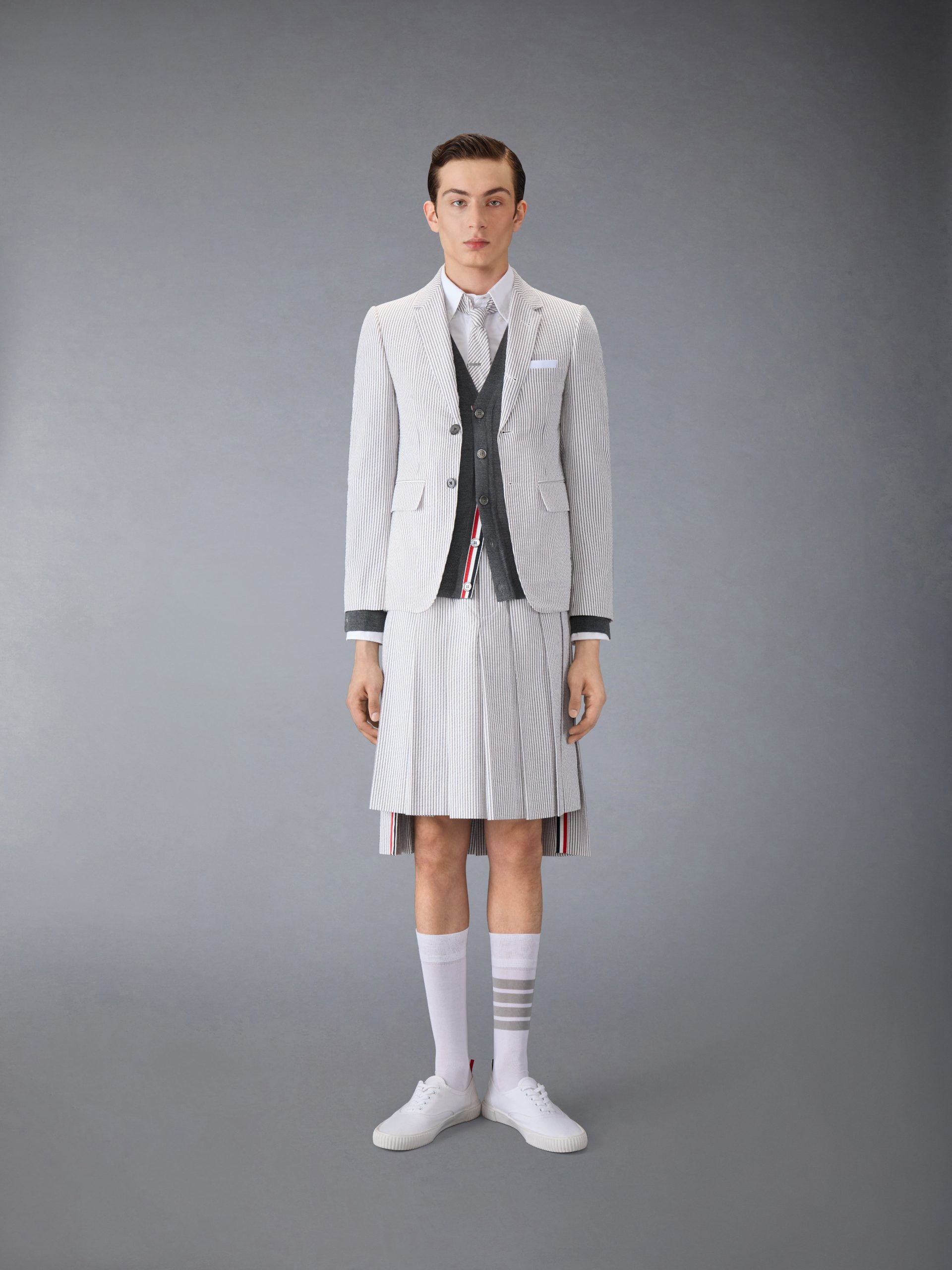 MERINO WOOL 4-BAR CLASSIC V-NECK CARDIGAN - Image 3