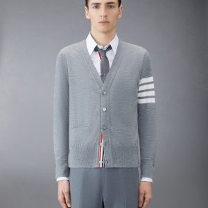 MERINO WOOL 4-BAR CLASSIC V-NECK CARDIGAN