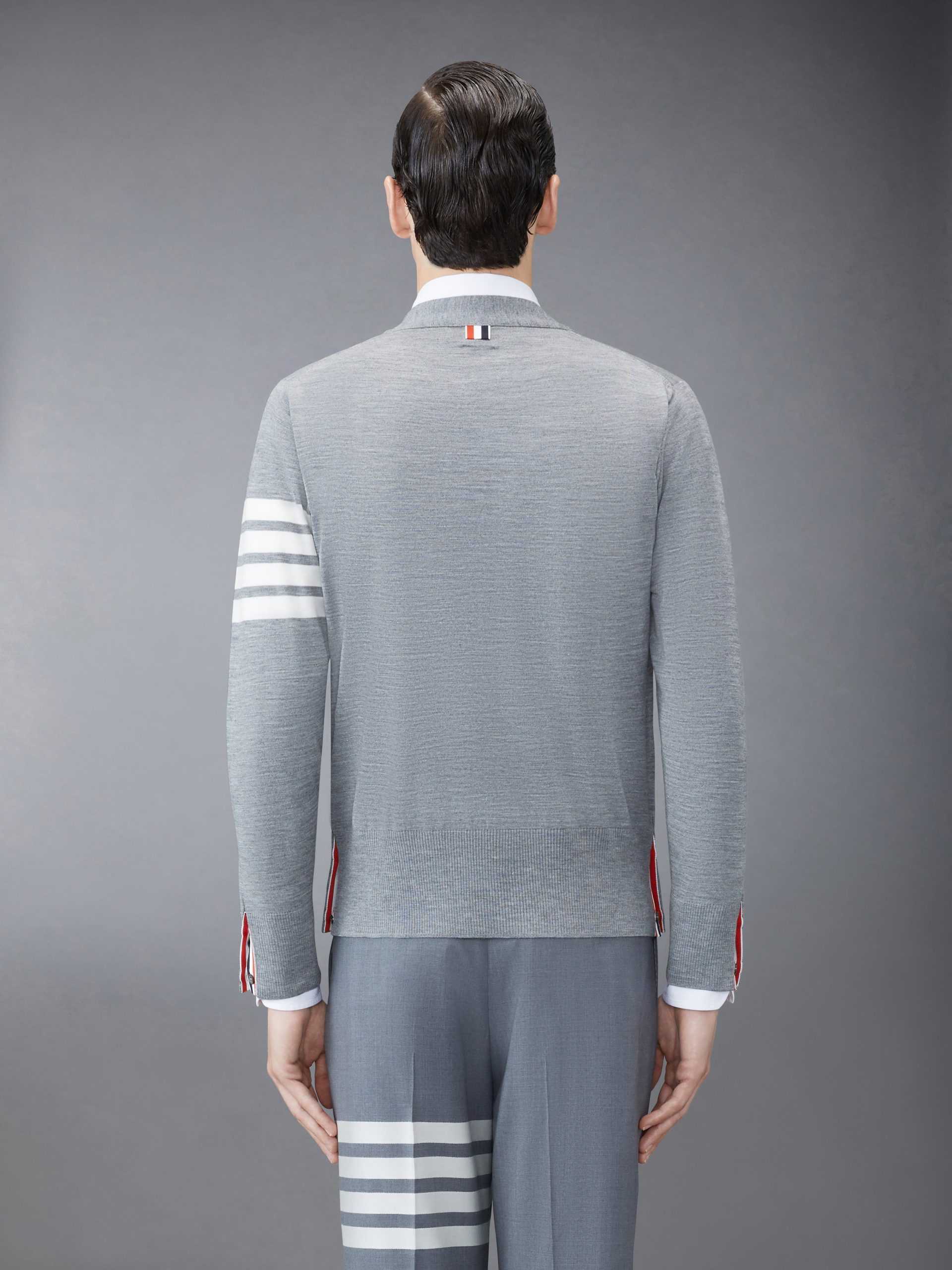 MERINO WOOL 4-BAR CLASSIC V-NECK CARDIGAN - Image 2