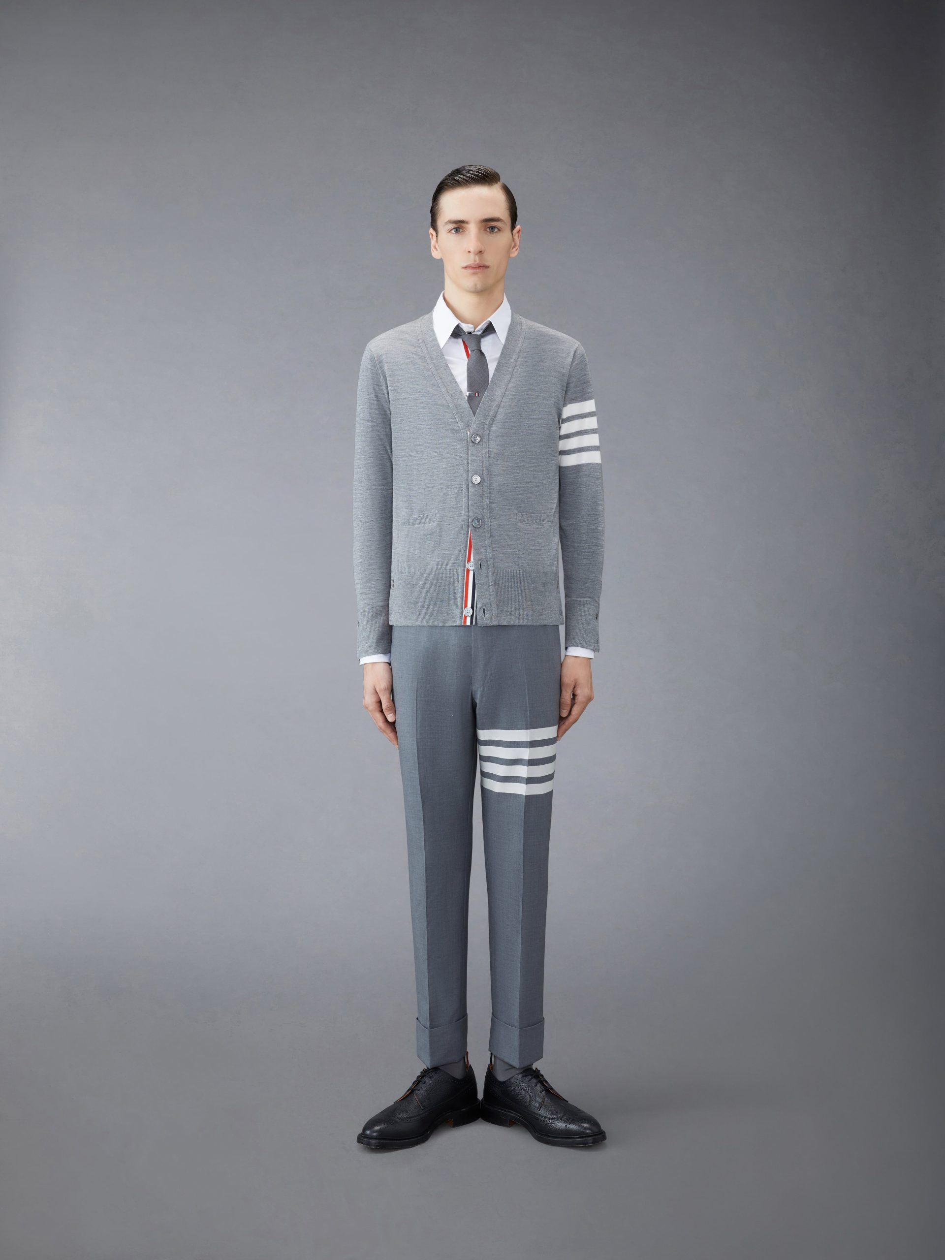 MERINO WOOL 4-BAR CLASSIC V-NECK CARDIGAN - Image 3