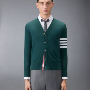 MERINO WOOL 4-BAR CLASSIC V-NECK CARDIGAN