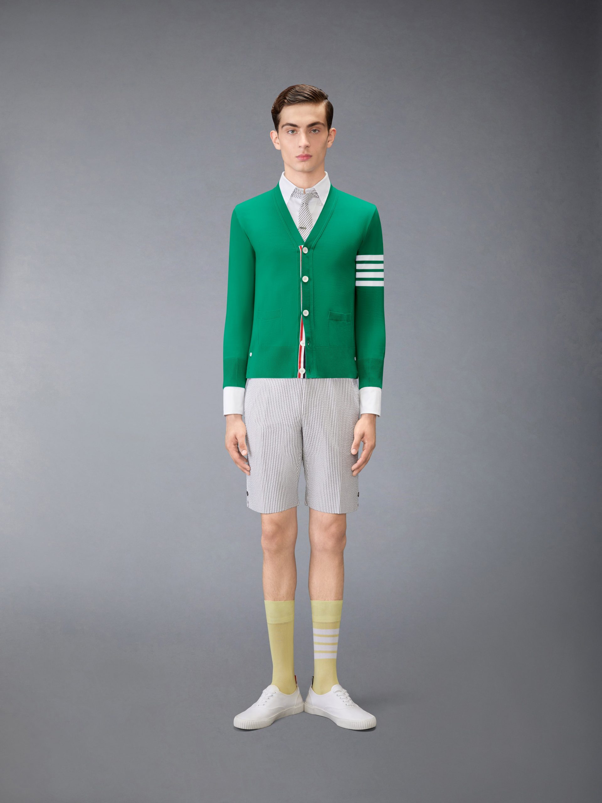 MERINO WOOL 4-BAR CLASSIC V-NECK CARDIGAN - Image 3