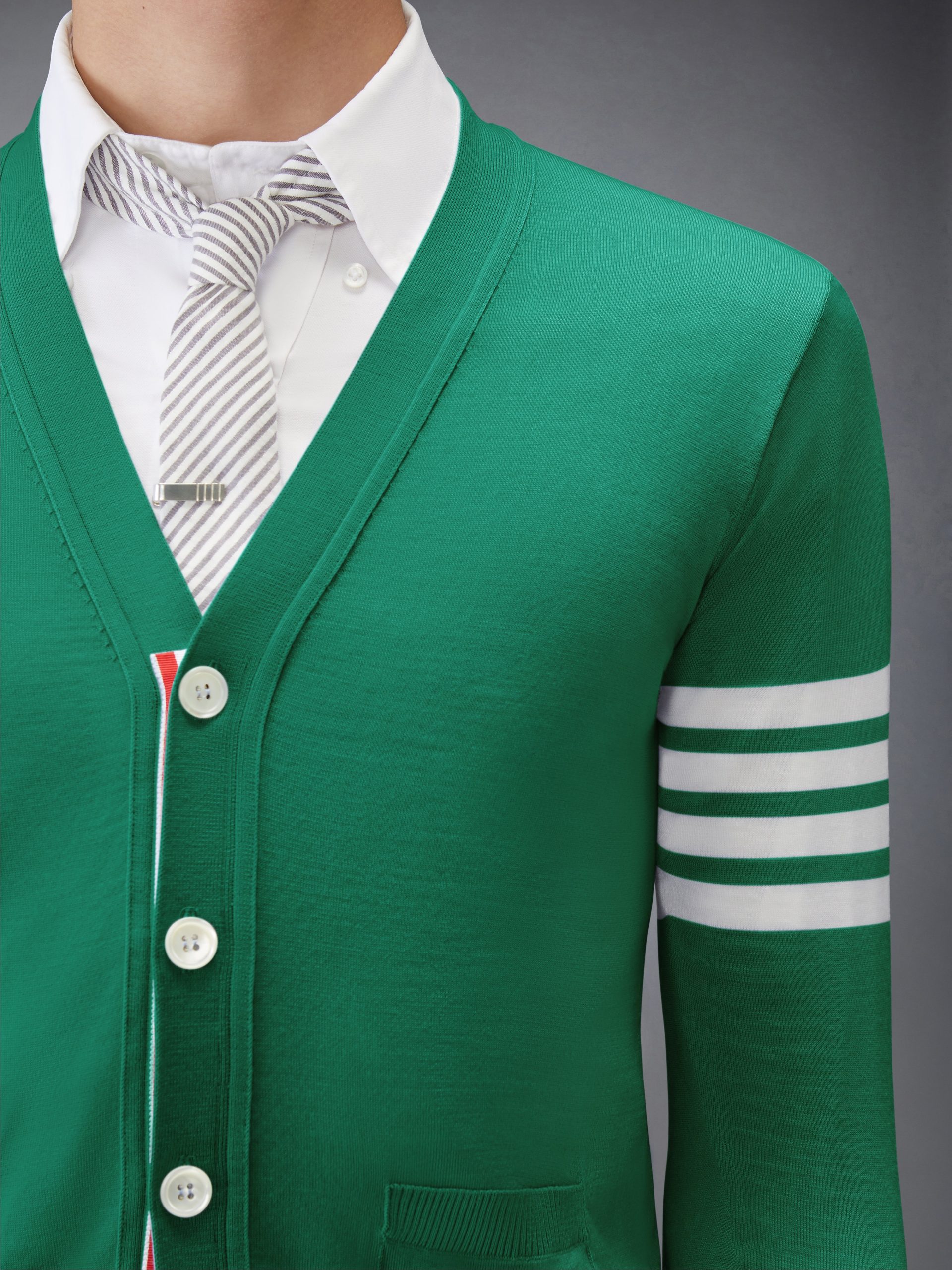 MERINO WOOL 4-BAR CLASSIC V-NECK CARDIGAN - Image 5