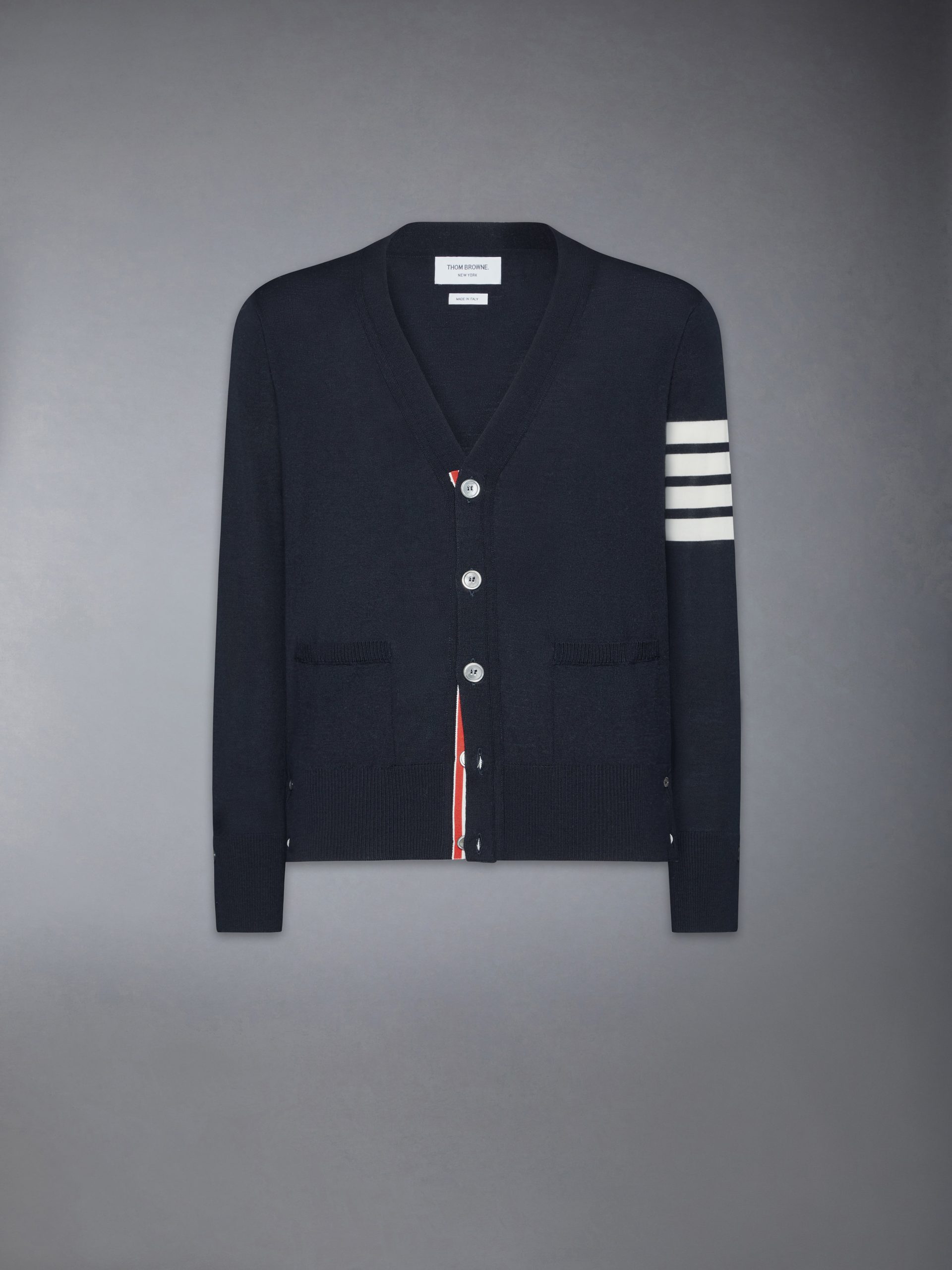 MERINO WOOL 4-BAR CLASSIC V-NECK CARDIGAN - Image 5