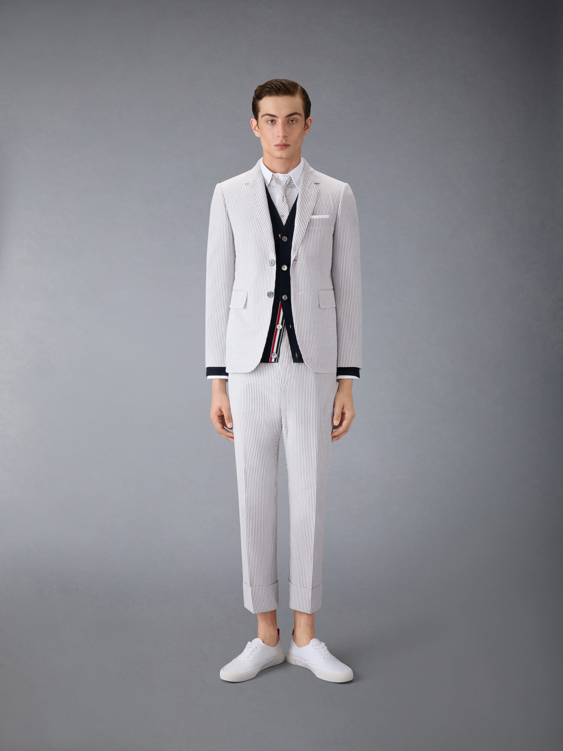 MERINO WOOL 4-BAR CLASSIC V-NECK CARDIGAN - Image 3