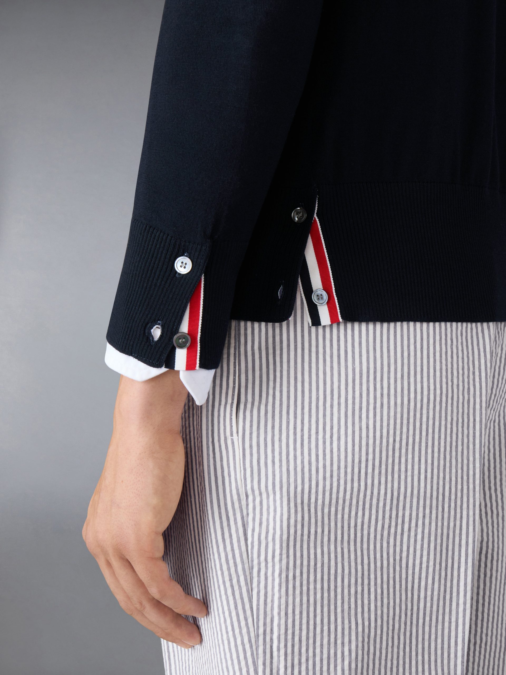 MERINO WOOL 4-BAR CLASSIC V-NECK CARDIGAN - Image 4