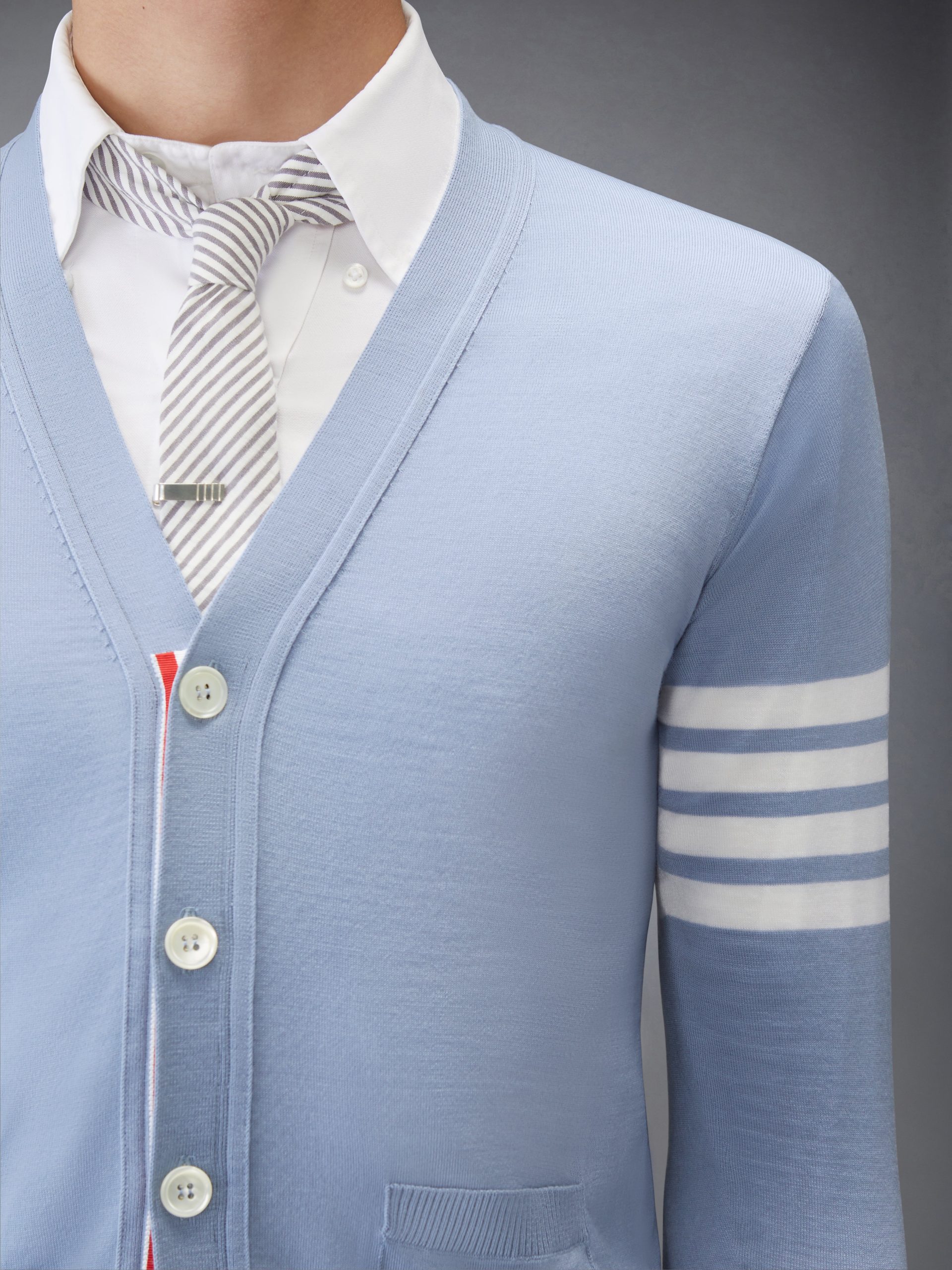 MERINO WOOL 4-BAR CLASSIC V-NECK CARDIGAN - Image 5