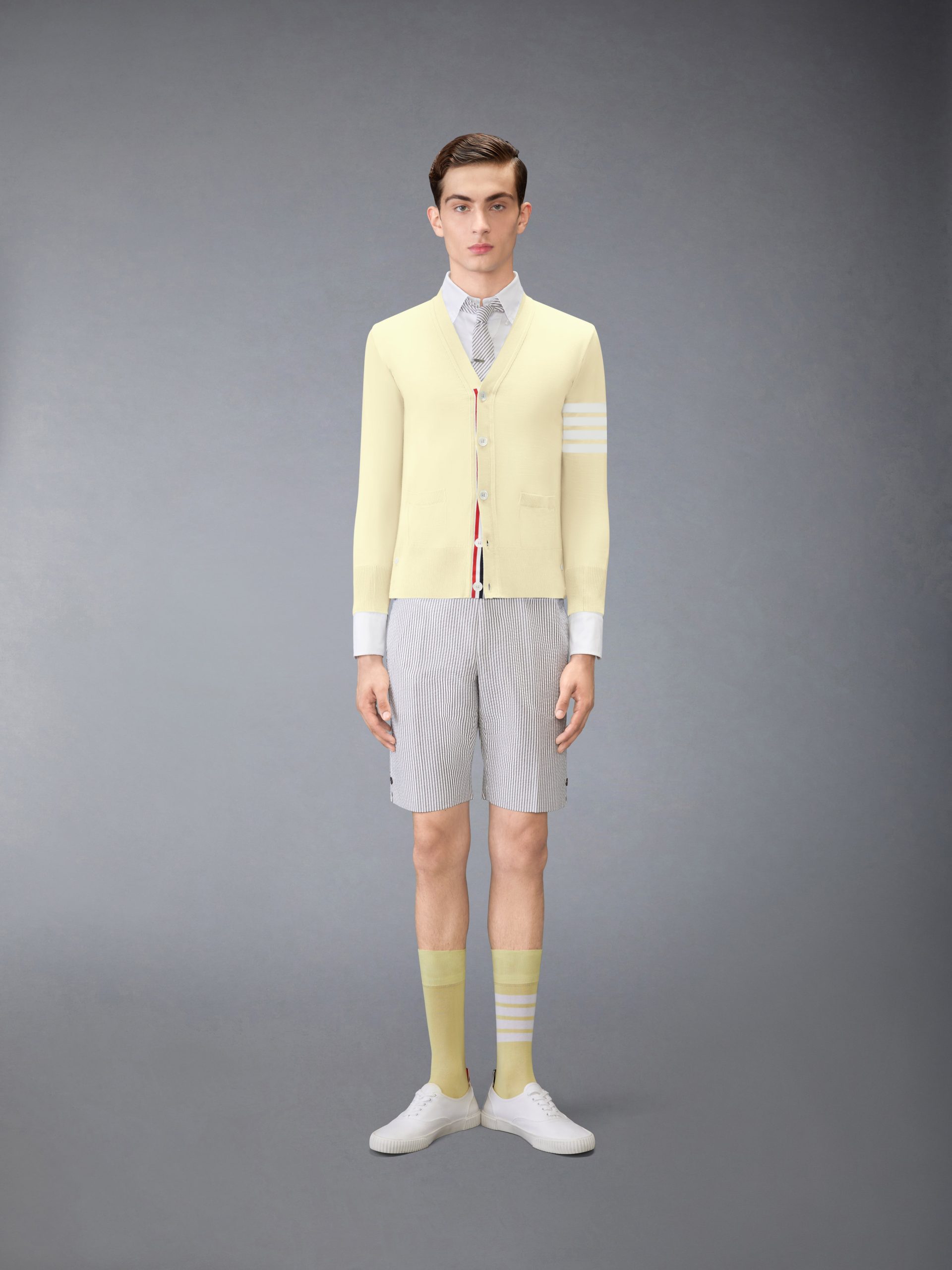 MERINO WOOL 4-BAR CLASSIC V-NECK CARDIGAN - Image 3