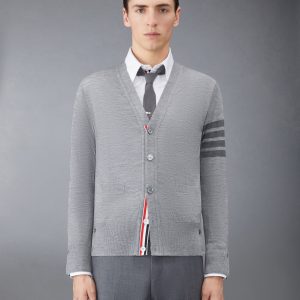 WOOL 4-BAR V-NECK CARDIGAN