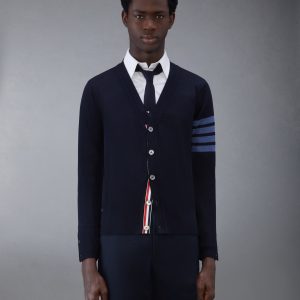 WOOL 4-BAR V-NECK CARDIGAN