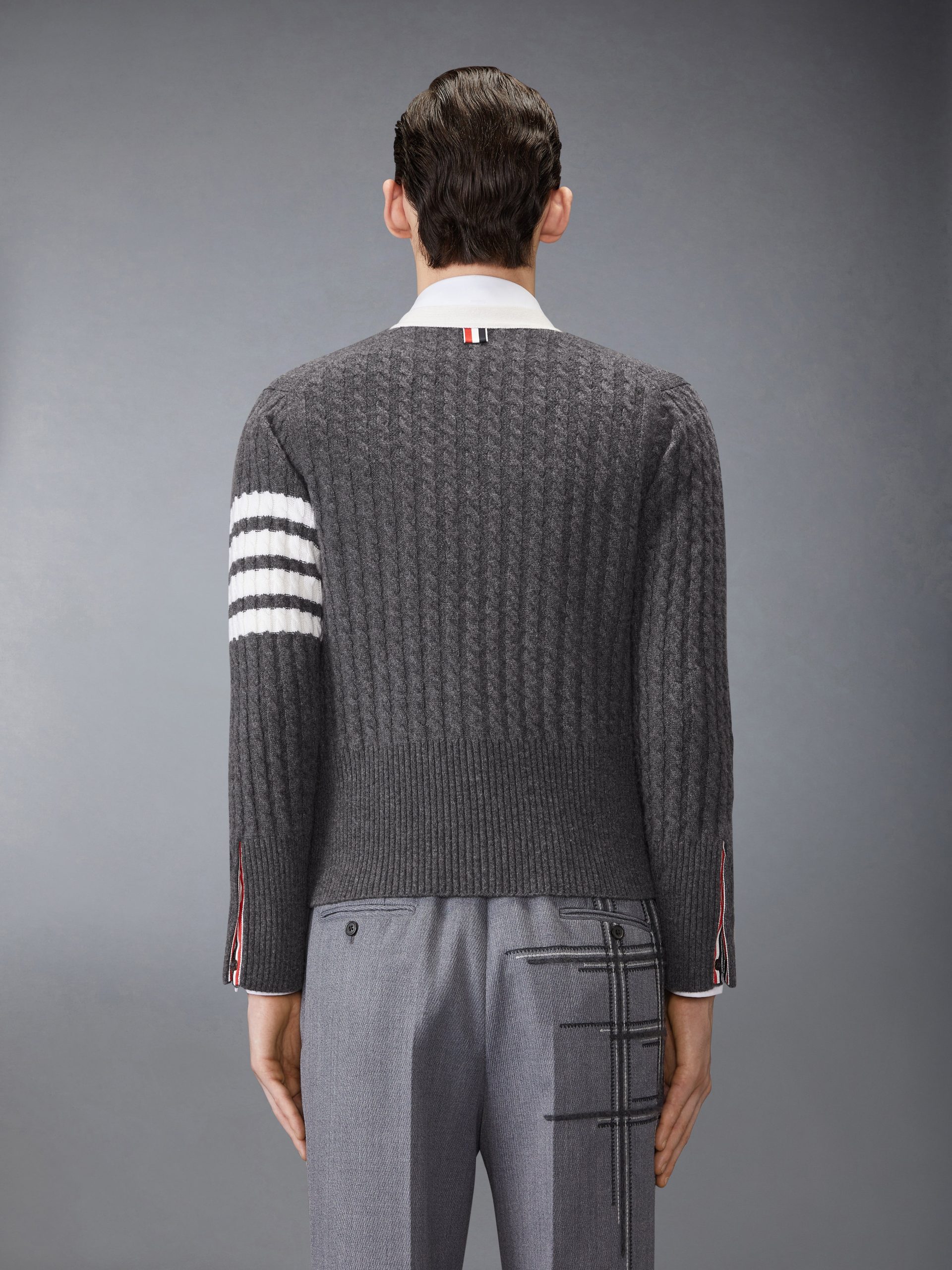 CASHMERE 4-BAR V NECK CARDIGAN - Image 2