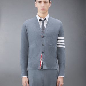 WOOL 4-BAR V-NECK CARDIGAN