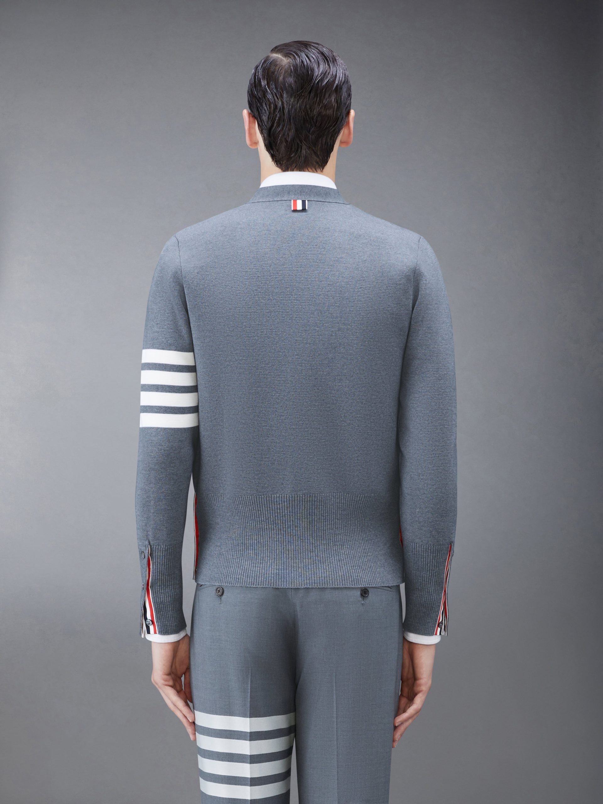 WOOL 4-BAR V-NECK CARDIGAN - Image 2