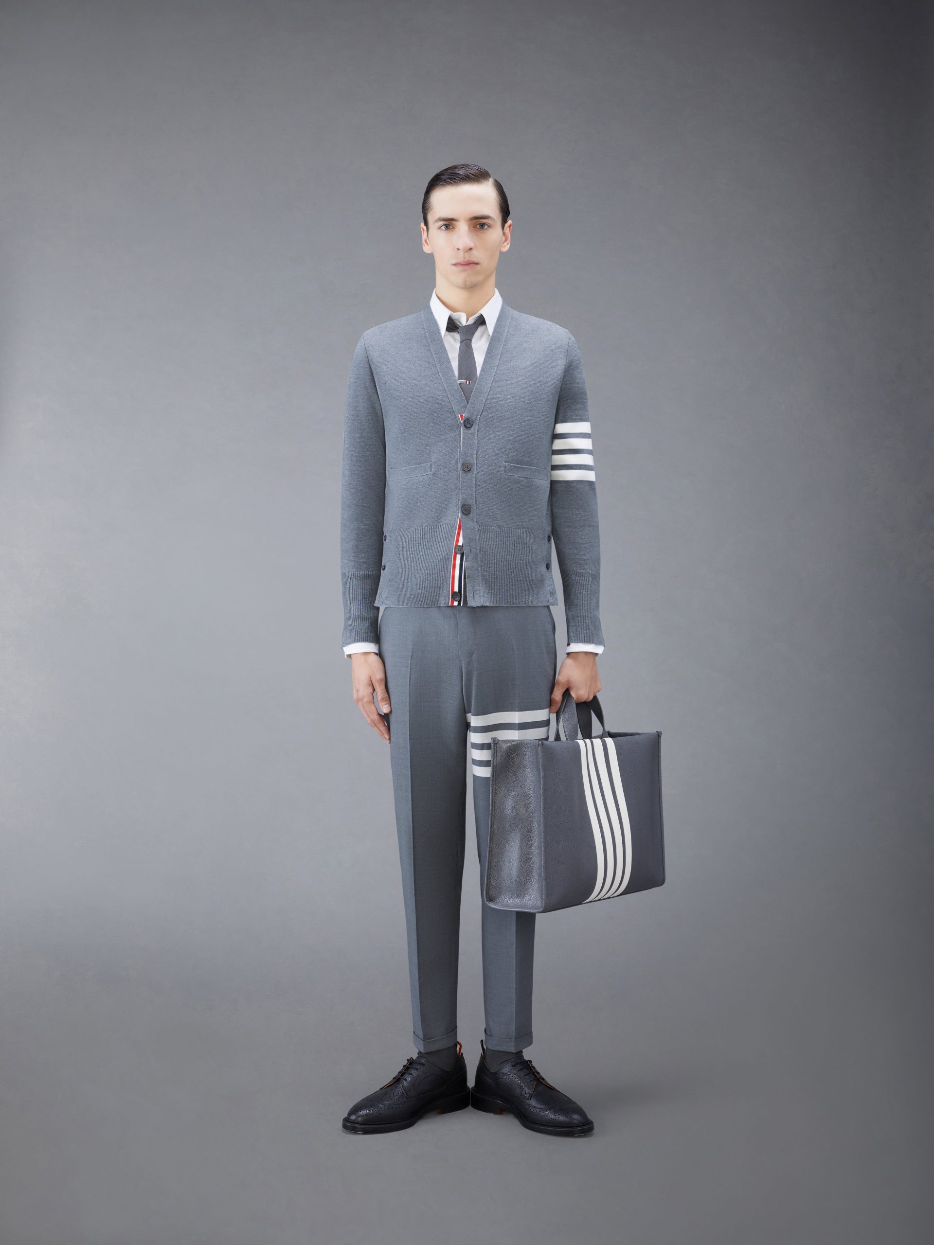 WOOL 4-BAR V-NECK CARDIGAN - Image 3