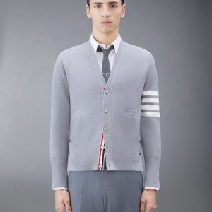 WOOL 4-BAR V-NECK CARDIGAN