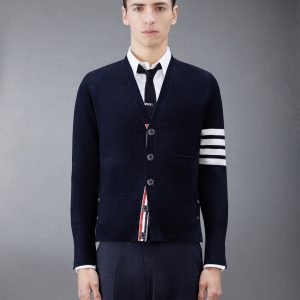 WOOL 4-BAR V-NECK CARDIGAN