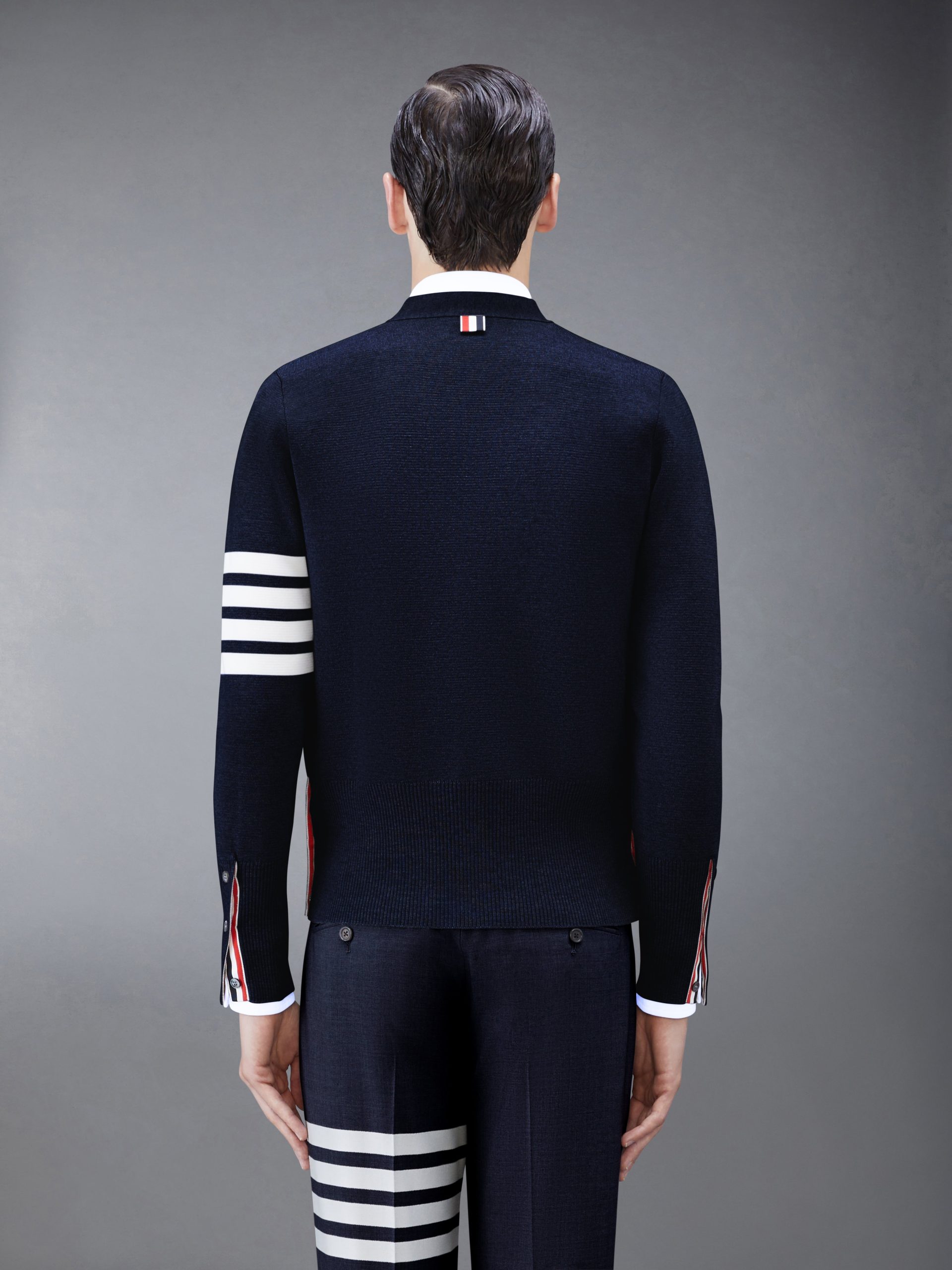 WOOL 4-BAR V-NECK CARDIGAN - Image 2