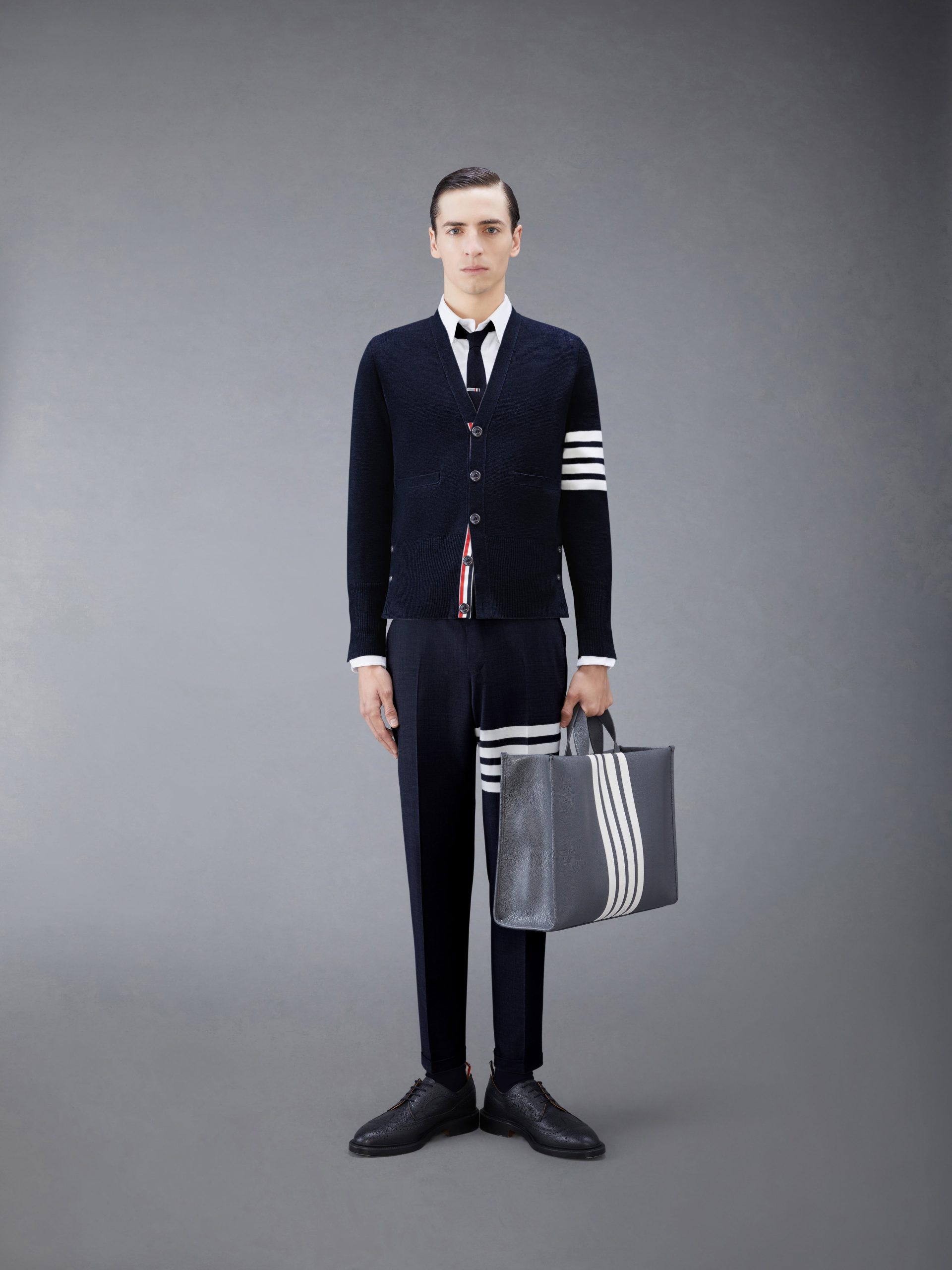 WOOL 4-BAR V-NECK CARDIGAN - Image 3