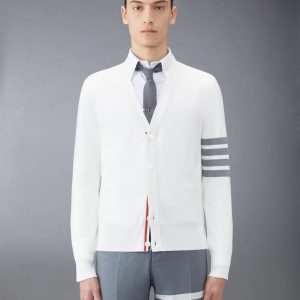 COTTON CREPE 4-BAR MILANO STITCH CARDIGAN