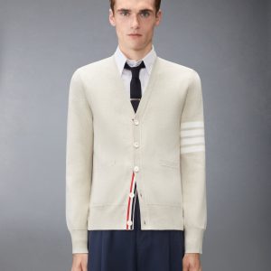 COTTON CREPE 4-BAR MILANO STITCH CARDIGAN