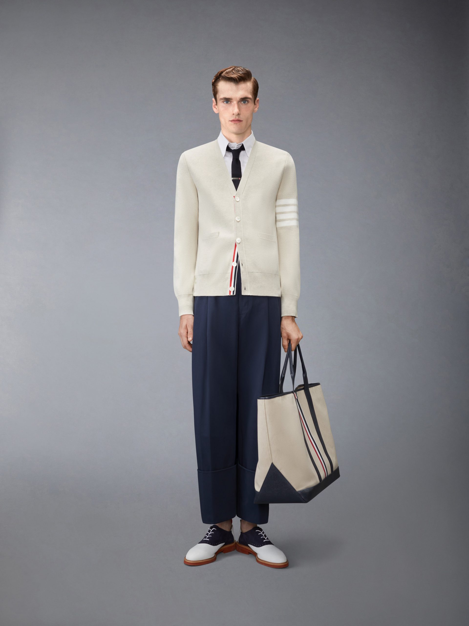 COTTON CREPE 4-BAR MILANO STITCH CARDIGAN - Image 3