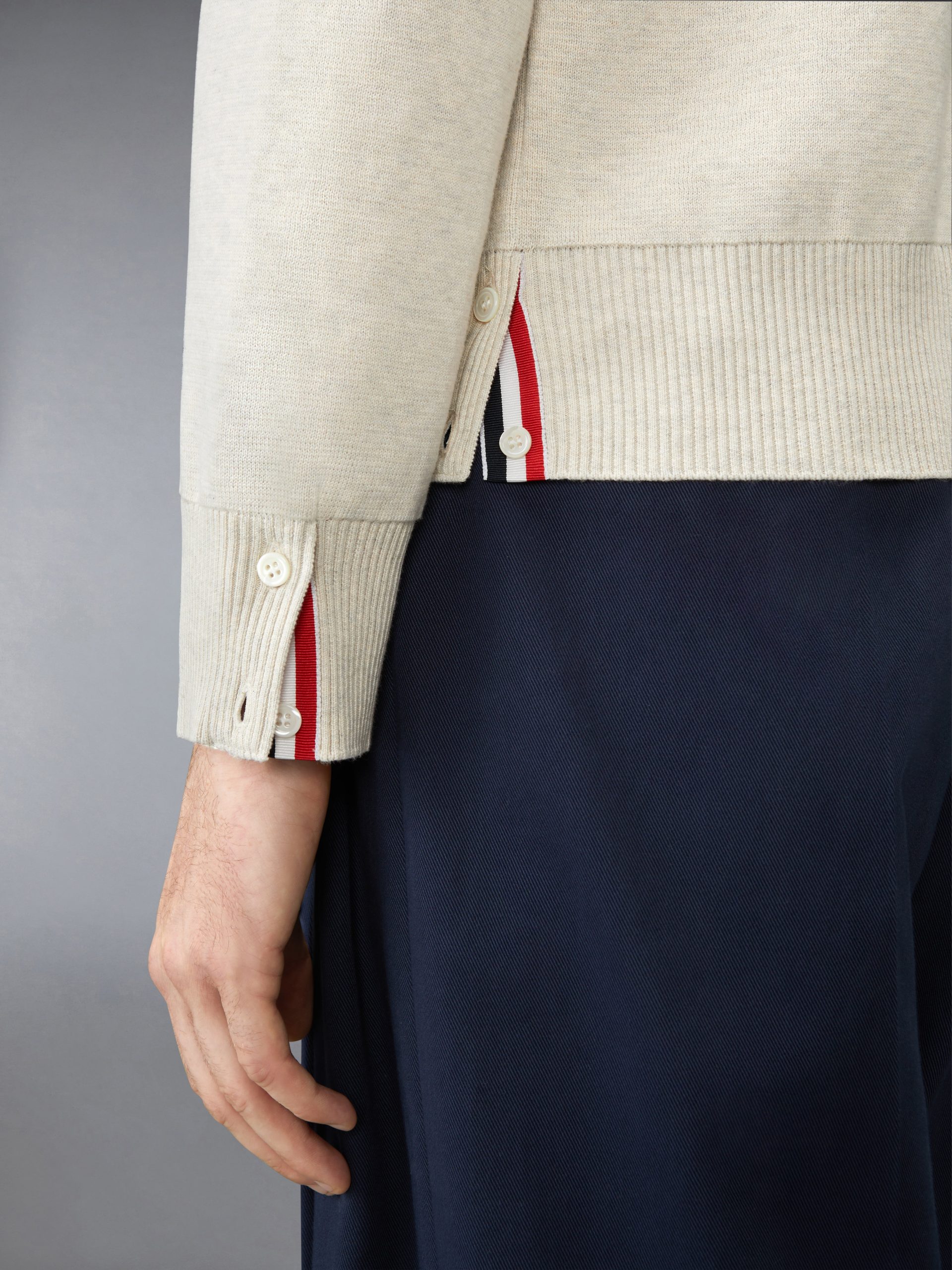 COTTON CREPE 4-BAR MILANO STITCH CARDIGAN - Image 4