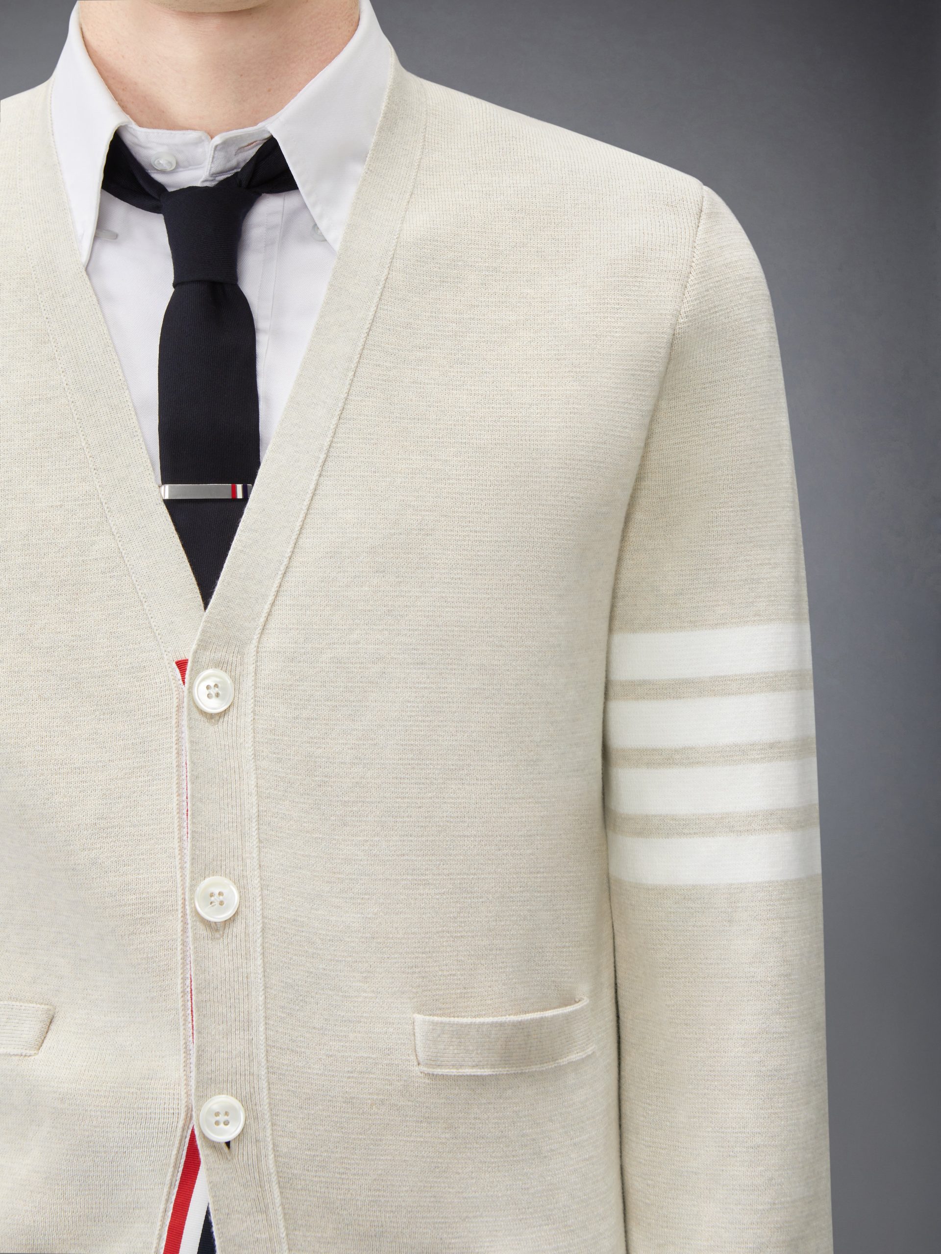 COTTON CREPE 4-BAR MILANO STITCH CARDIGAN - Image 5