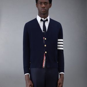 COTTON CREPE 4-BAR MILANO STITCH CARDIGAN