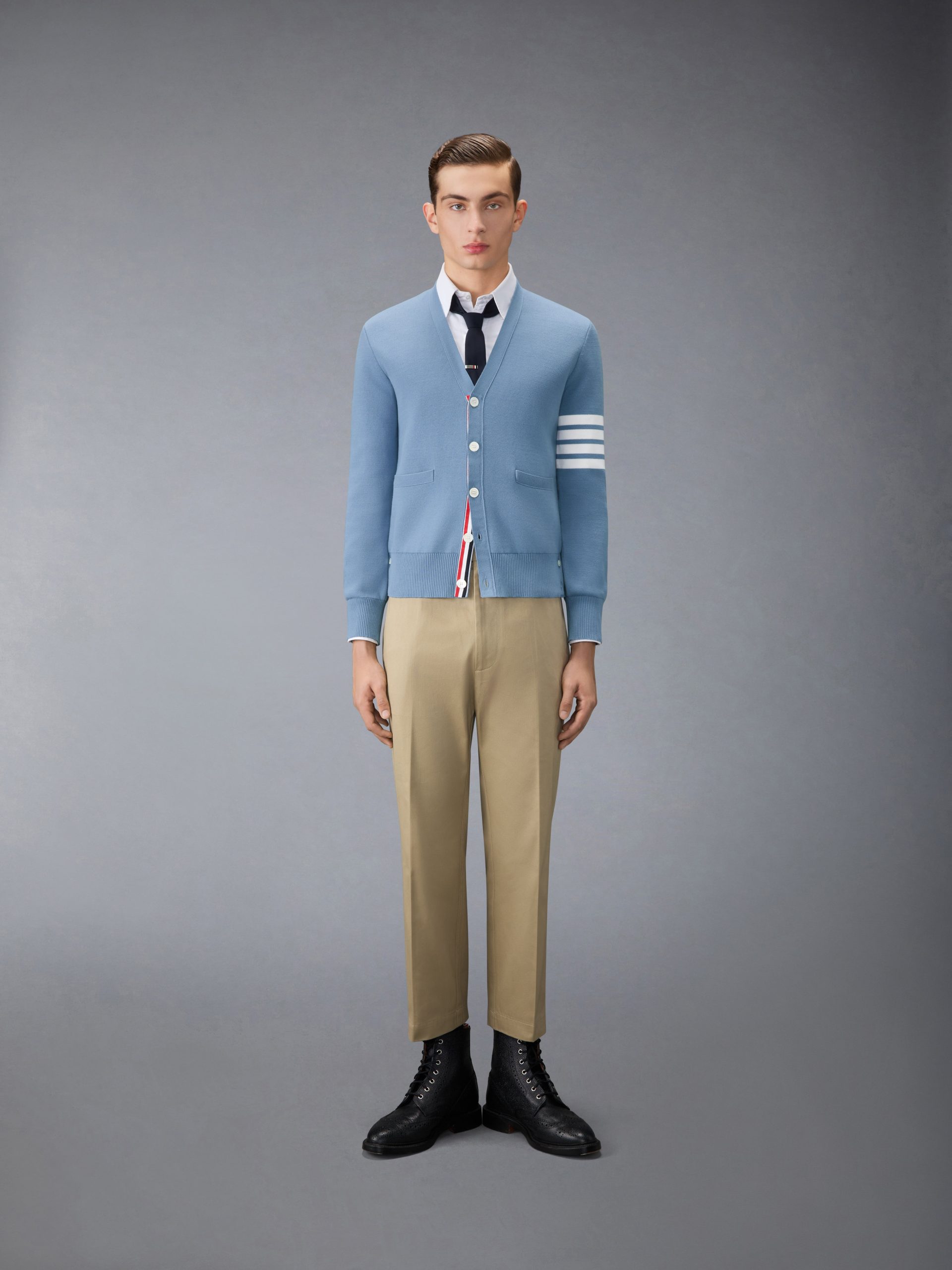 COTTON CREPE 4-BAR MILANO STITCH CARDIGAN - Image 3