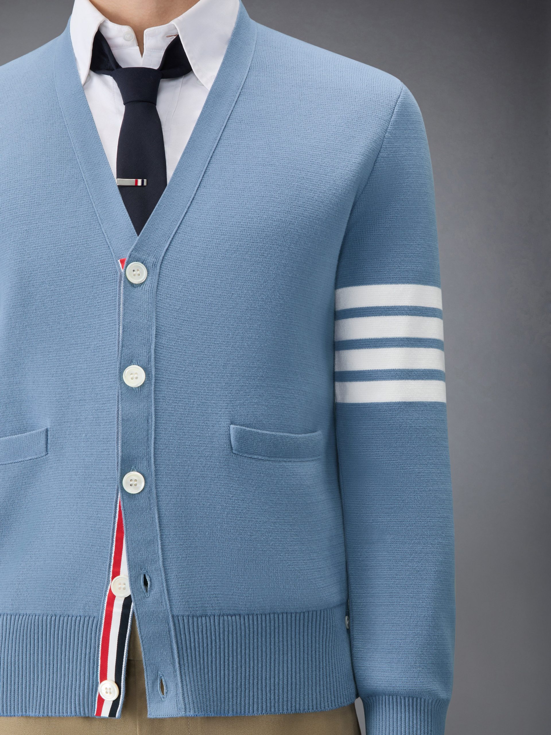 COTTON CREPE 4-BAR MILANO STITCH CARDIGAN - Image 5