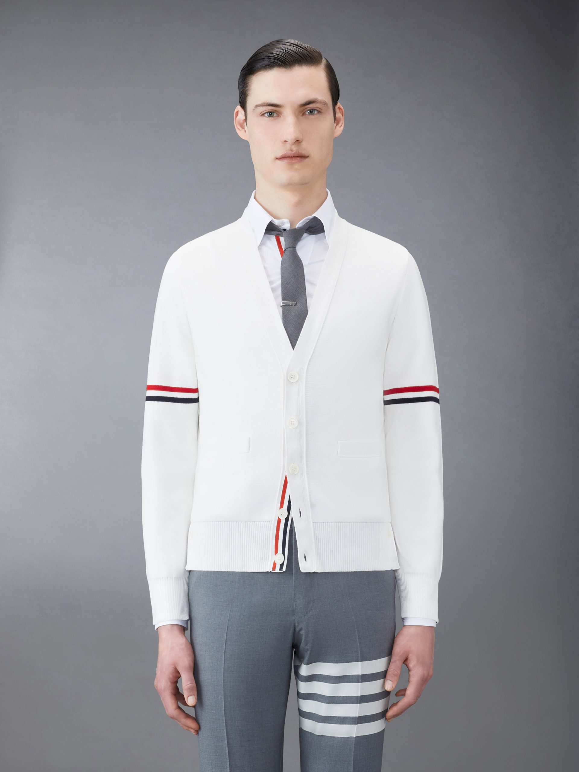 COTTON MILANO STITCH V-NECK CARDIGAN