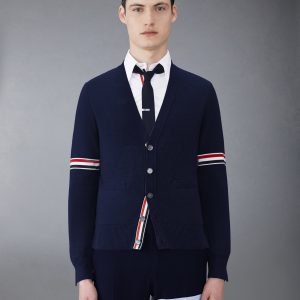 COTTON MILANO STITCH V-NECK CARDIGAN