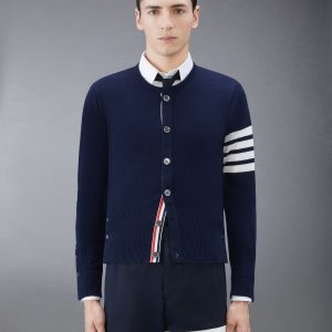CASHMERE 4-BAR CREW NECK CARDIGAN