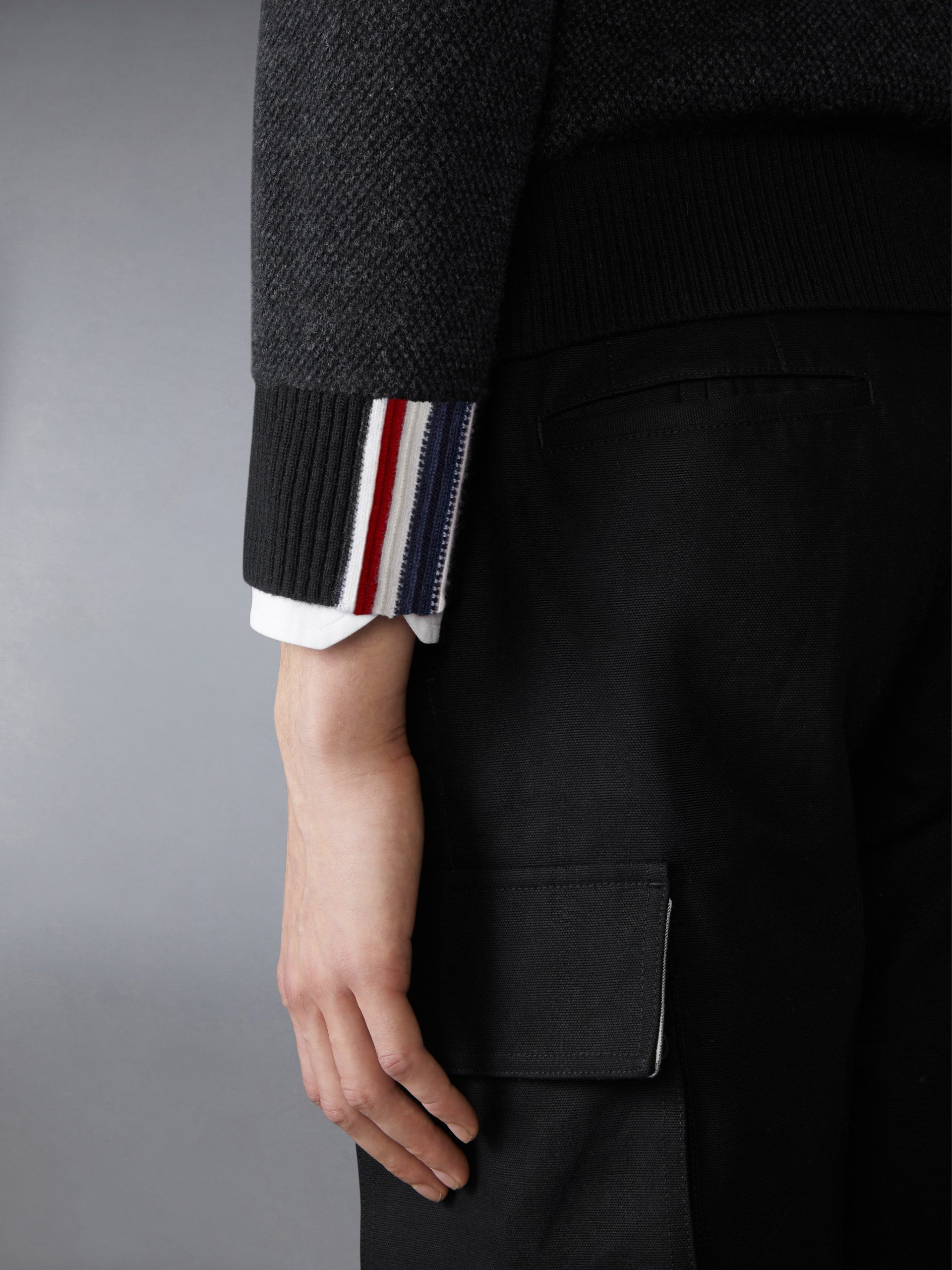 MERINO WOOL INTARSIA V NECK CARDIGAN - Image 4