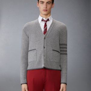 MILANO STITCH MERINO WOOL 4-BAR V NECK CARDIGAN