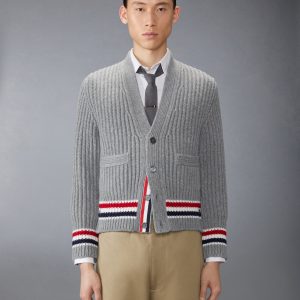 RWB STRIPE CASHMERE V NECK CARDIGAN