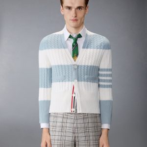 CASHMERE BABY CABLE STITCH 4-BAR CARDIGAN