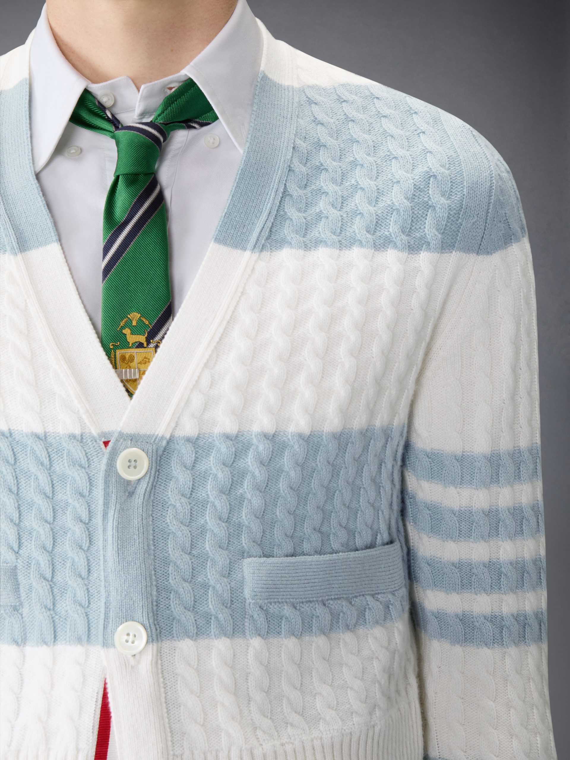 CASHMERE BABY CABLE STITCH 4-BAR CARDIGAN - Image 4