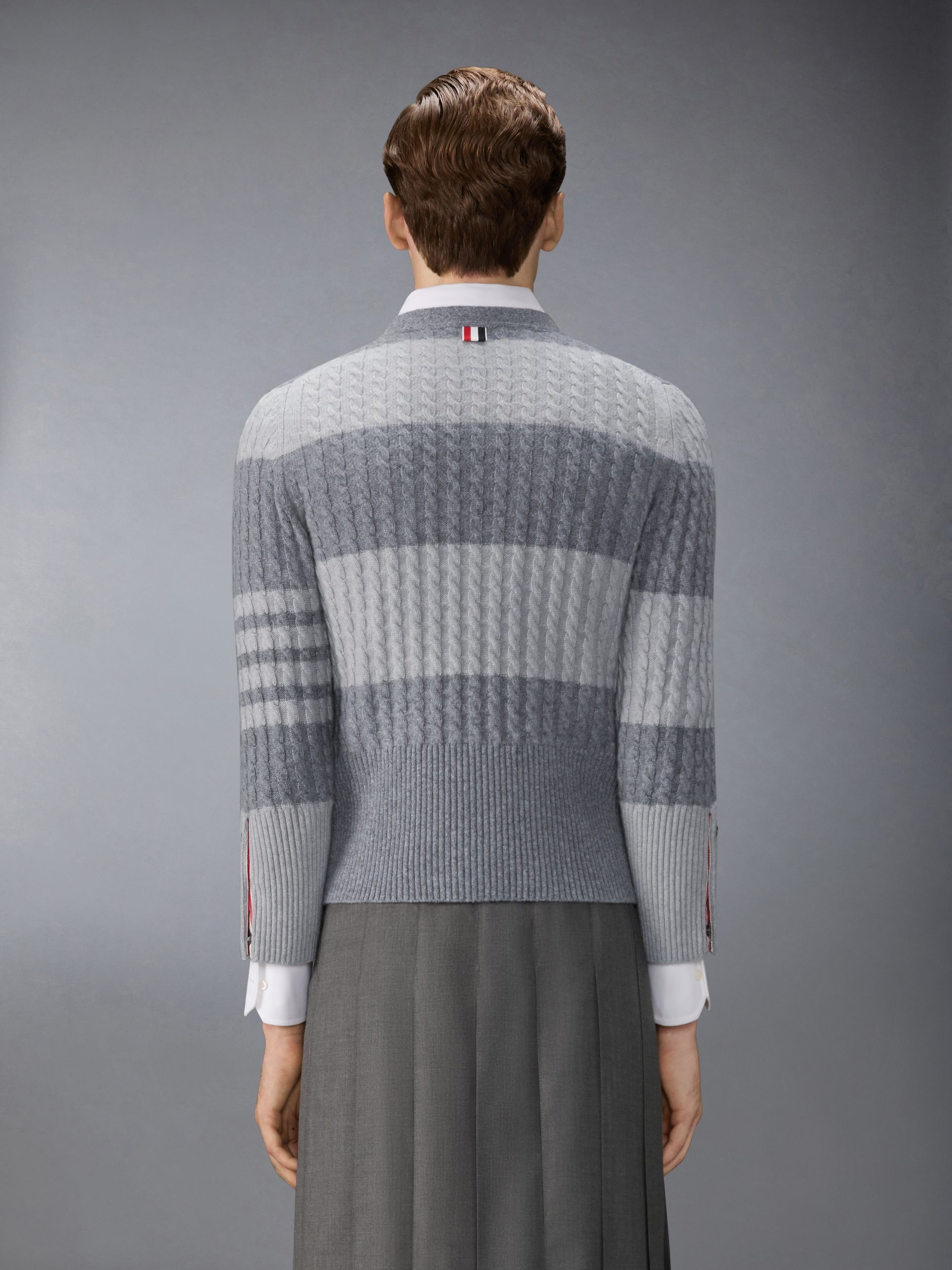 CASHMERE BABY CABLE STITCH 4-BAR CARDIGAN - Image 2