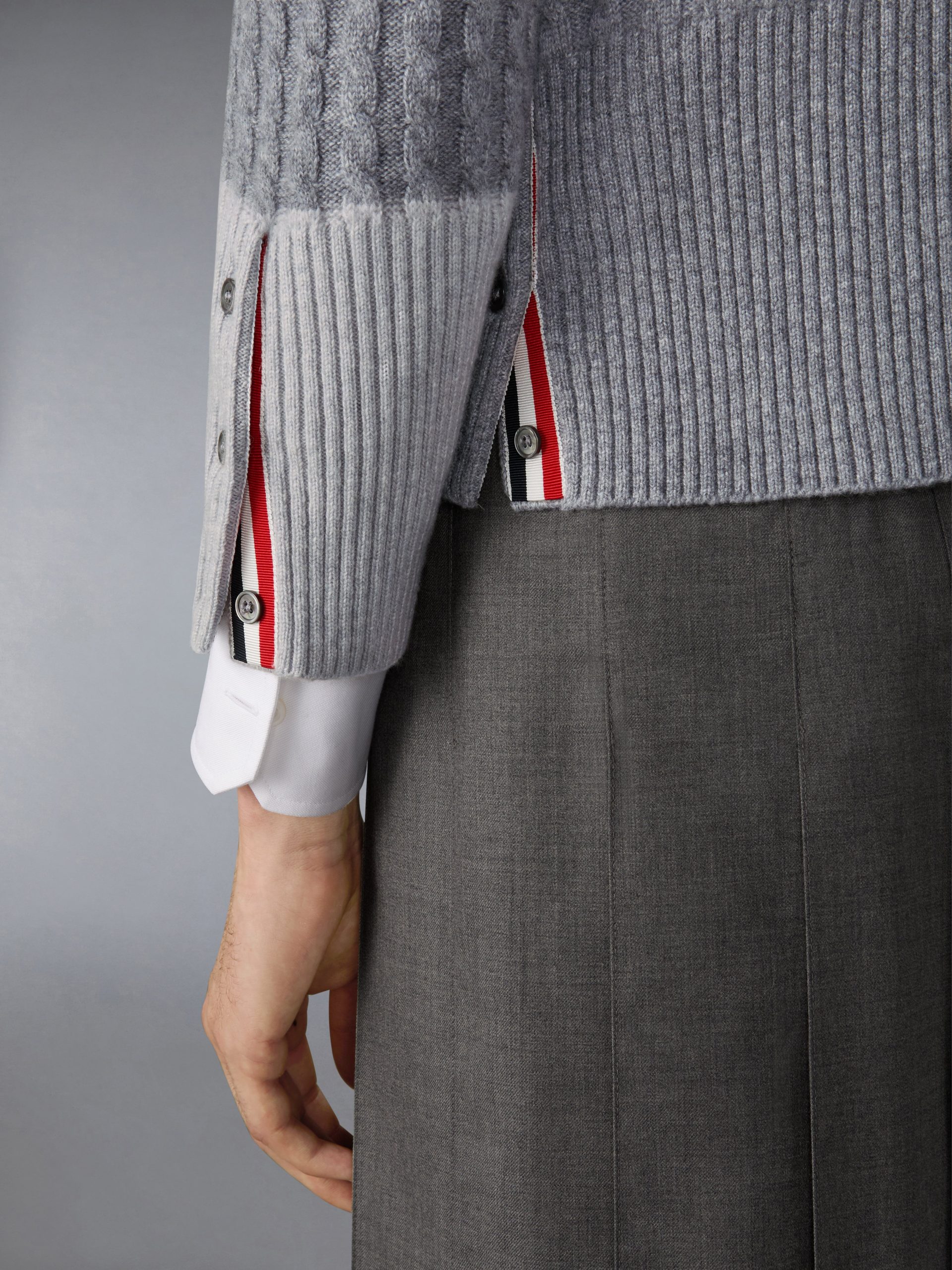 CASHMERE BABY CABLE STITCH 4-BAR CARDIGAN - Image 4