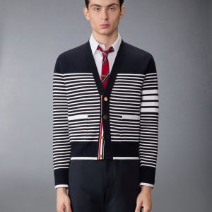 MILANO STITCH STRIPED BOXY FIT CARDIGAN