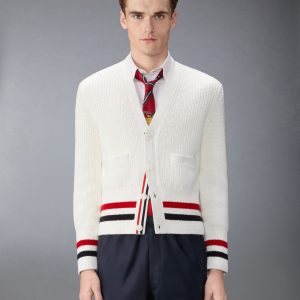 HALF CARDIGAN STITCH COTTON RWB CARDIGAN