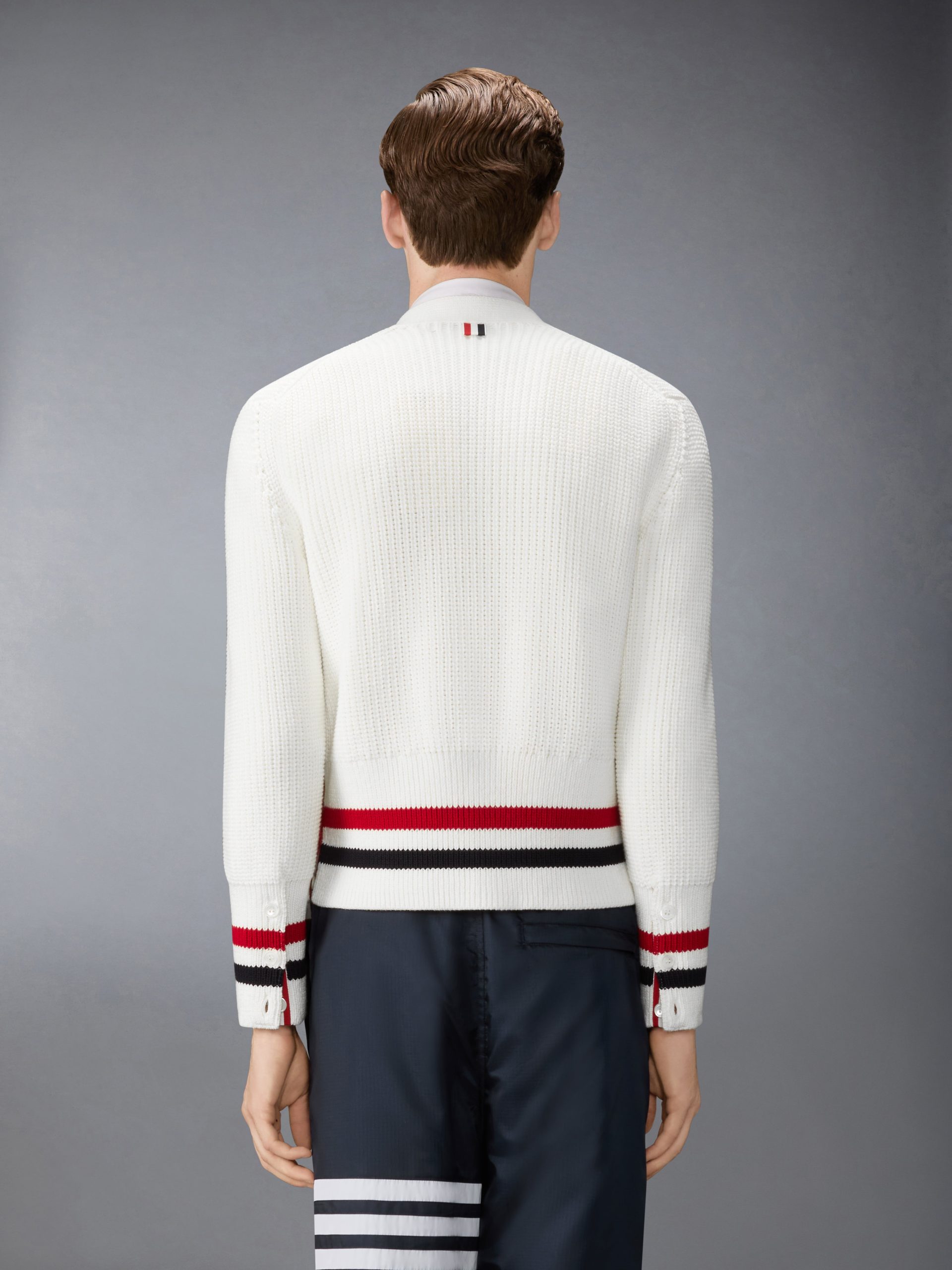 HALF CARDIGAN STITCH COTTON RWB CARDIGAN - Image 2