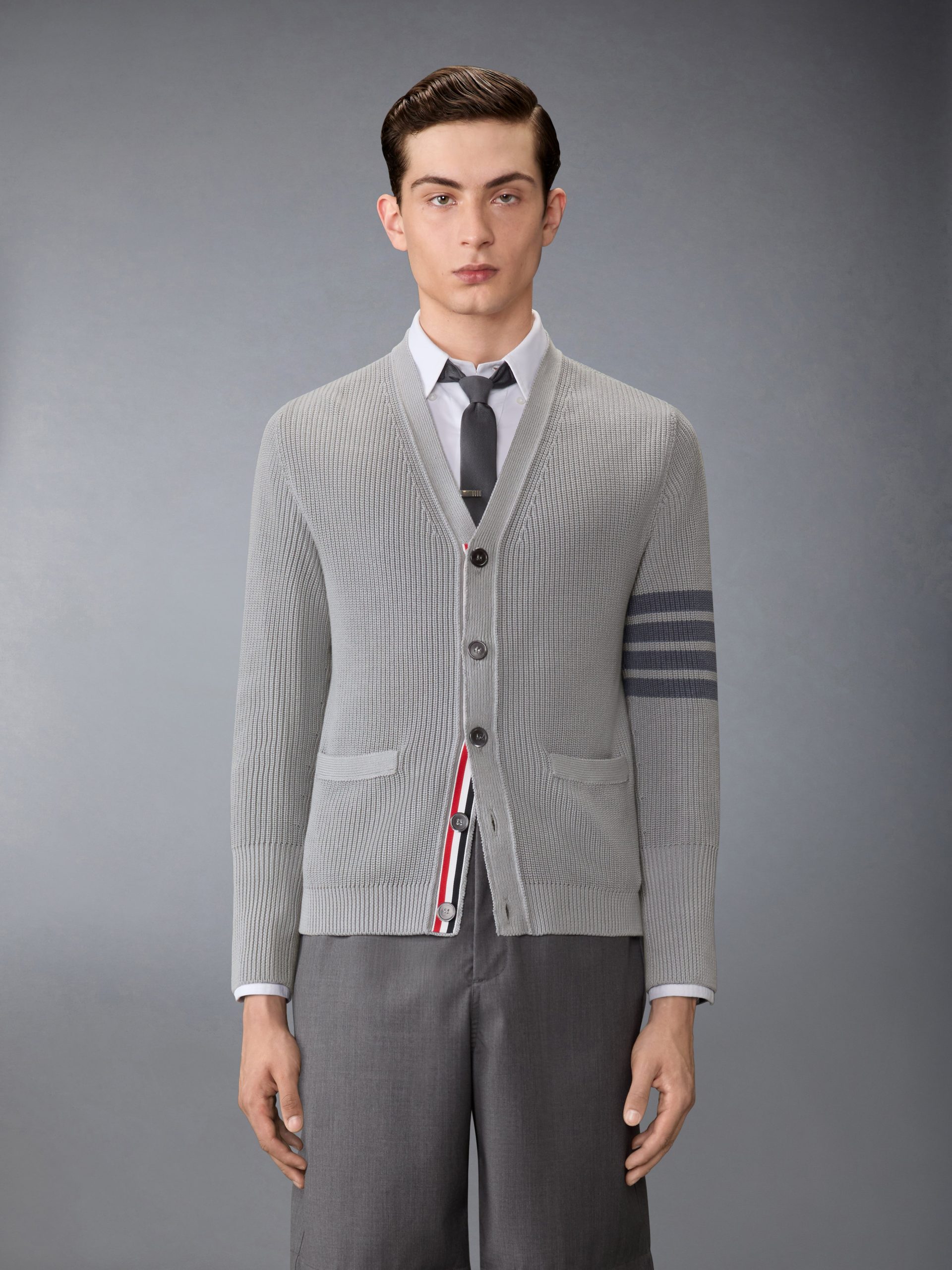 GARMENT DYED 4-BAR CARDIGAN