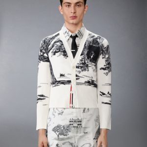 CASHMERE JERSEY INTARSIA HECTOR TOILE CARDIGAN